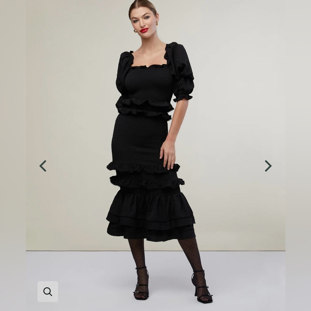 Rachel Parcell Jaquard Smocked Midi Dress